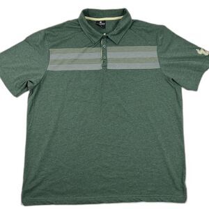 Colosseum USF South Florida Bulls Polo Shirt Men's XXL Green Striped Casual Golf